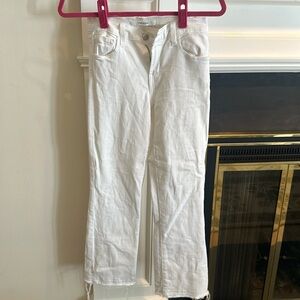 J Brand White Cropped Flared Jeans